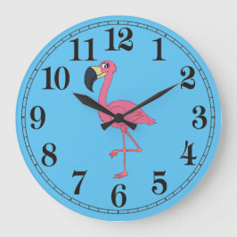 Rosa Flamingo Runde (große Wand) Uhr
