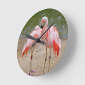 Rosa Flamingo Runde Uhr (Winkel)