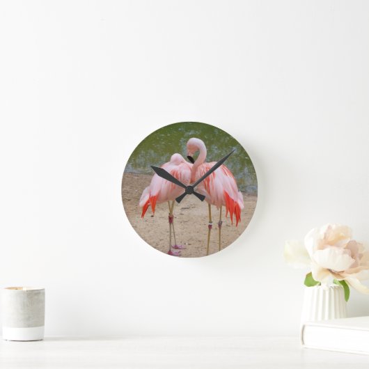 Rosa Flamingo Runde Uhr (Zuhause)