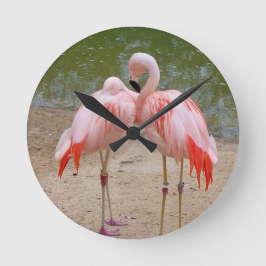 Rosa Flamingo Runde Uhr (Vorderseite)