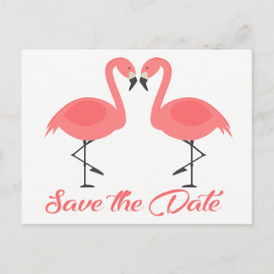 Rosa Flamingo Save The Date Verlobungs Hochzeit Postkarte