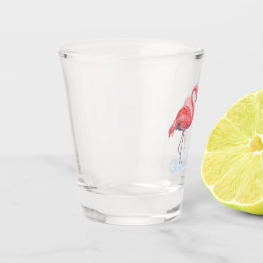 Rosa Flamingo. Schnapsglas (Links)