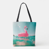 Rosa Flamingo schwimmen auf dem Körper des Wassers Tasche (Rückseite)