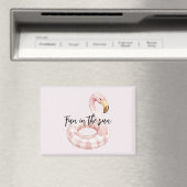 Rosa Flamingo Schwimmspaß in der Sonne Magnet (In Situ (Geschirrspüler))