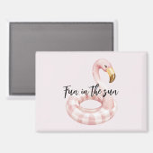 Rosa Flamingo Schwimmspaß in der Sonne Magnet (Vorderseite/Rückseite)