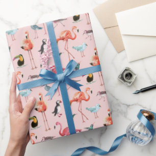 Rosa Flamingo Seevögel tropisch Geschenkpapier