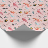Rosa Flamingo Seevögel tropisch Geschenkpapier (Ecke)