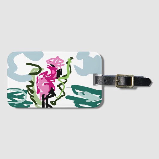 Rosa Flamingo-Set Gepäckanhänger (Vorderseite (Horizontal))