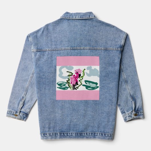 Rosa Flamingo-Set Jeansjacke (Rückseite)