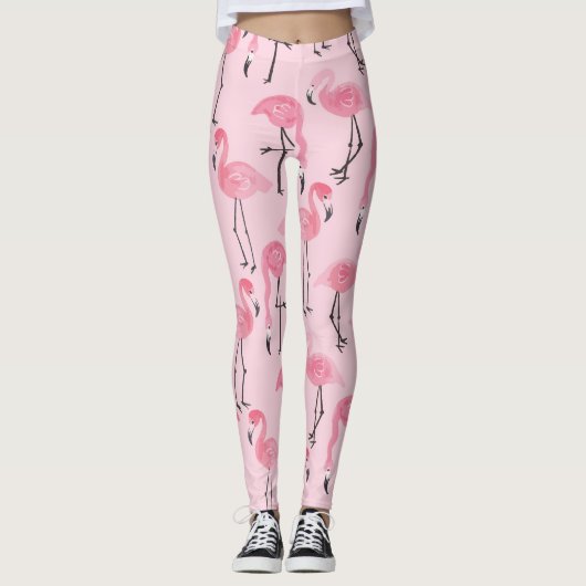 Rosa Flamingo Set, tropisches Sommermuster. Leggings (Vorderseite)