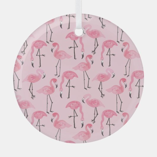 Rosa Flamingo Set, tropisches Sommermuster. Ornament Aus Glas (Vorderseite)