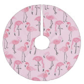 Rosa Flamingo Set, tropisches Sommermuster. Polyester Weihnachtsbaumdecke (Vorderseite)