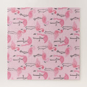 Rosa Flamingo Set, tropisches Sommermuster. Puzzle (Horizontal)