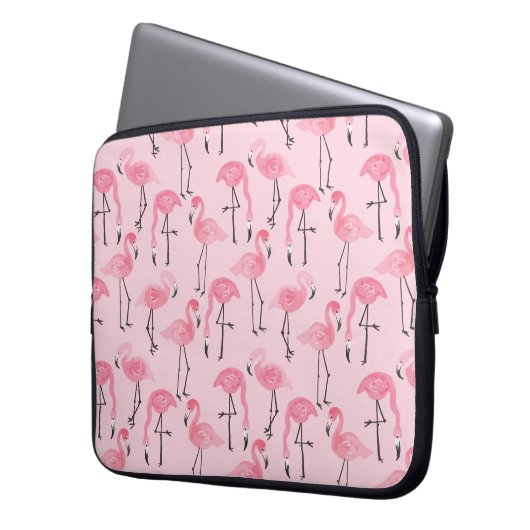 Rosa Flamingo Set, tropisches Sommermuster Vin Laptopschutzhülle (Vorderseite Links)