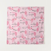 Rosa Flamingo Set, tropisches Sommermuster. Wandteppich (Vorderseite (Horizontal))