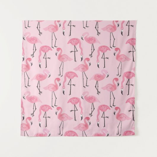 Rosa Flamingo Set, tropisches Sommermuster. Wandteppich (Vorderseite)