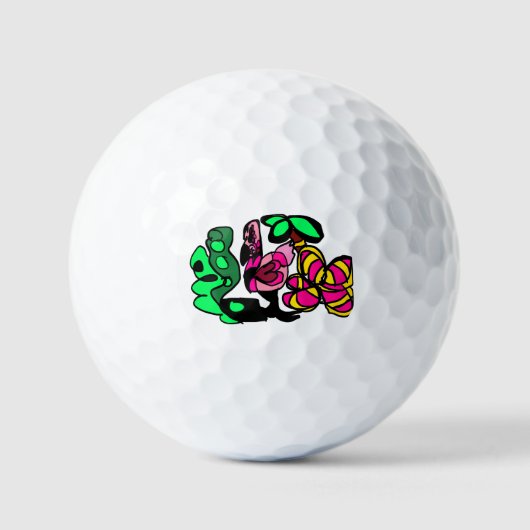 Rosa Flamingo-Show-Vibes  Golfball (Vorderseite)