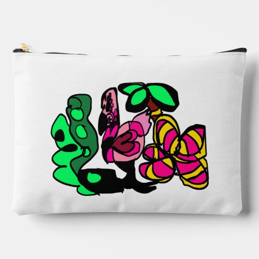 Rosa Flamingo-Show-Vibes Zubehörtasche (Vorderseite)
