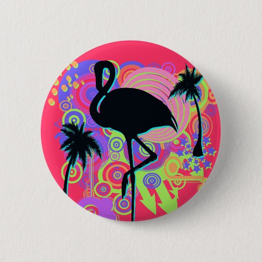 Rosa Flamingo-Silhouette Button (Vorderseite)