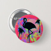 Rosa Flamingo-Silhouette Button (Vorne & Hinten)