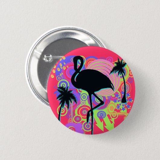Rosa Flamingo-Silhouette Button (Vorne & Hinten)