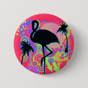 Rosa Flamingo-Silhouette Button