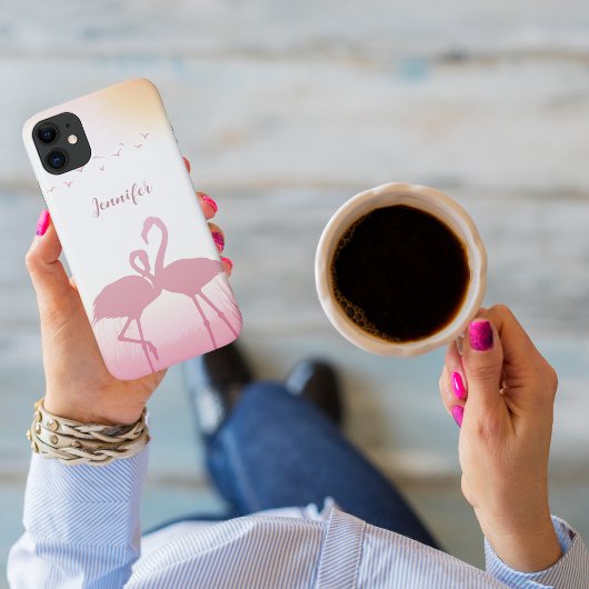 Rosa Flamingo Silhouette Personalisiert Case-Mate iPhone Hülle