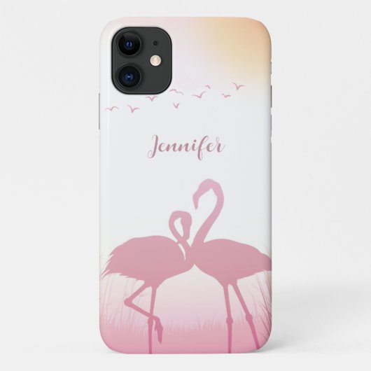 Rosa Flamingo Silhouette Personalisiert Case-Mate iPhone Hülle (Rückseite)