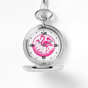 Rosa Flamingo Sommer Circle Design-68730 Zwei-Tone Armbanduhr