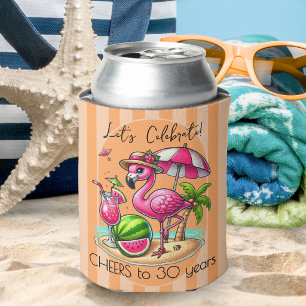 Rosa Flamingo Sommer Geburtstagsfeier Streifen Dosenkühler