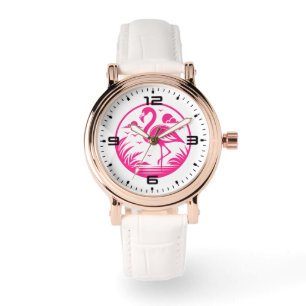 Rosa Flamingo Sommer Kreis Design-68730 Armbanduhr