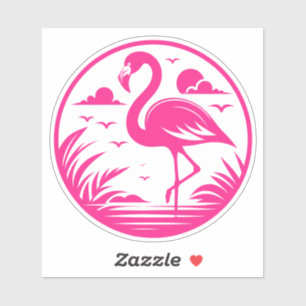 Rosa Flamingo Sommer Kreis Design-68730 Aufkleber
