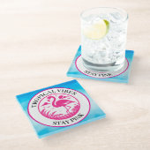 Rosa Flamingo Sommer Kreis Design-68730 Glasuntersetzer (Schrägansicht)