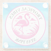 Rosa Flamingo Sommer Kreis Design-68730 Glasuntersetzer (Rückseite)