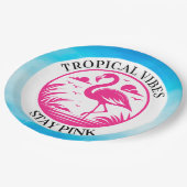 Rosa Flamingo Sommer Kreis Design-68730 Pappteller (Schrägansicht)