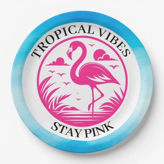 Rosa Flamingo Sommer Kreis Design-68730 Pappteller (Vorderseite)