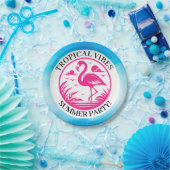Rosa Flamingo Sommer Kreis Design-68730 Pappteller (Party)