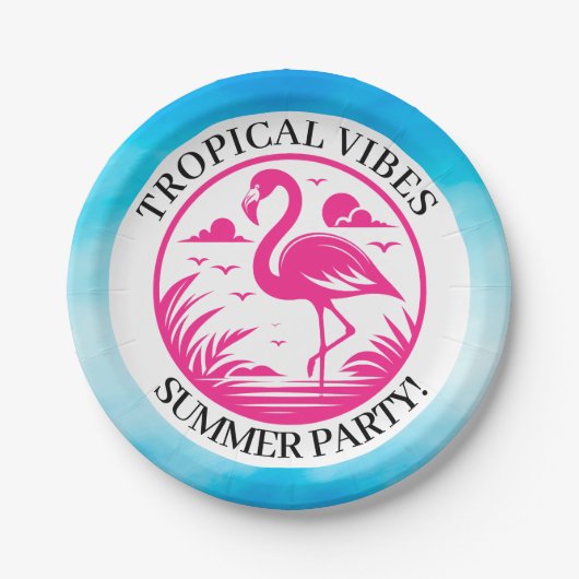 Rosa Flamingo Sommer Kreis Design-68730 Pappteller (Vorderseite)