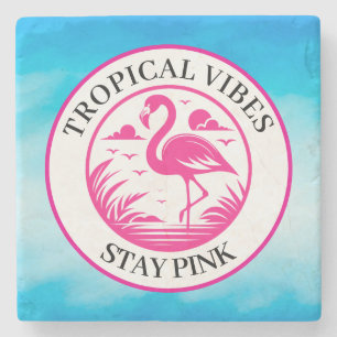 Rosa Flamingo Sommer Kreis Design-68730 Steinuntersetzer