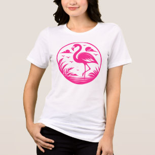 Rosa Flamingo Sommer Kreis Design-68730 Tri-Blend Shirt