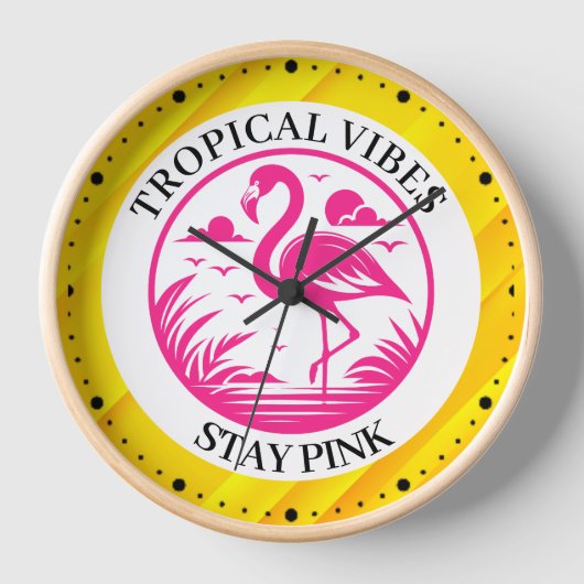 Rosa Flamingo Sommer Kreis Design-68730 Uhr (Vorderseite)
