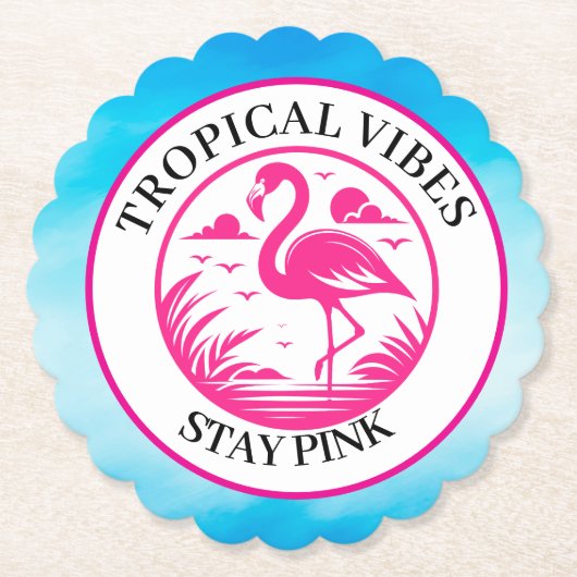Rosa Flamingo Sommer Kreis Design- Untersetzer (Vorderseite)