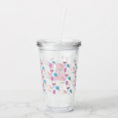Rosa Flamingo-Sommer-tropische Acryltrinkbecher (Rückseite)