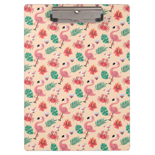 Rosa Flamingo Sommer Tropisches Muster Klemmbrett