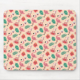 Rosa Flamingo Sommer Tropisches Muster Mousepad