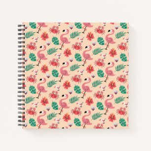 Rosa Flamingo Sommer Tropisches Muster Notizblock