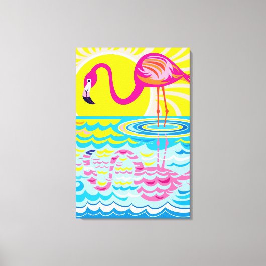 Rosa Flamingo Spiegelung Leinwanddruck (Vorderseite)