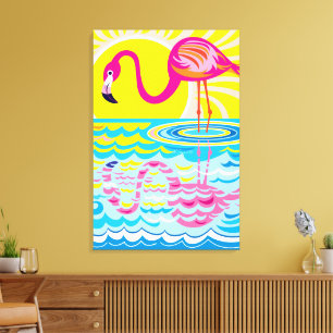 Rosa Flamingo Spiegelung Leinwanddruck