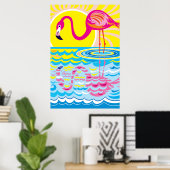 Rosa Flamingo Spiegelung Poster (Heimbüro)