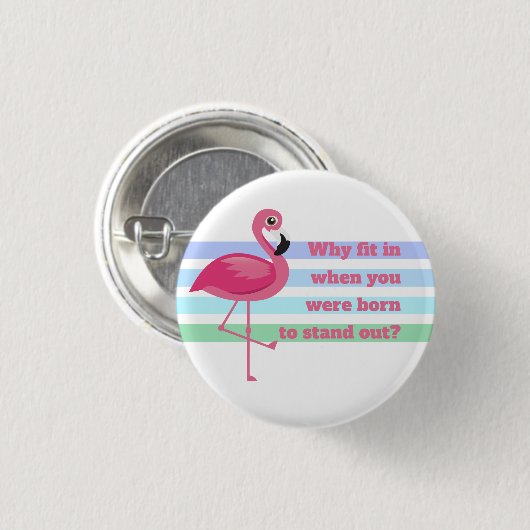 Rosa Flamingo stehen heraus passen nicht Button (Vorne & Hinten)